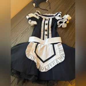 Kids Black and White Maid Dance Dress